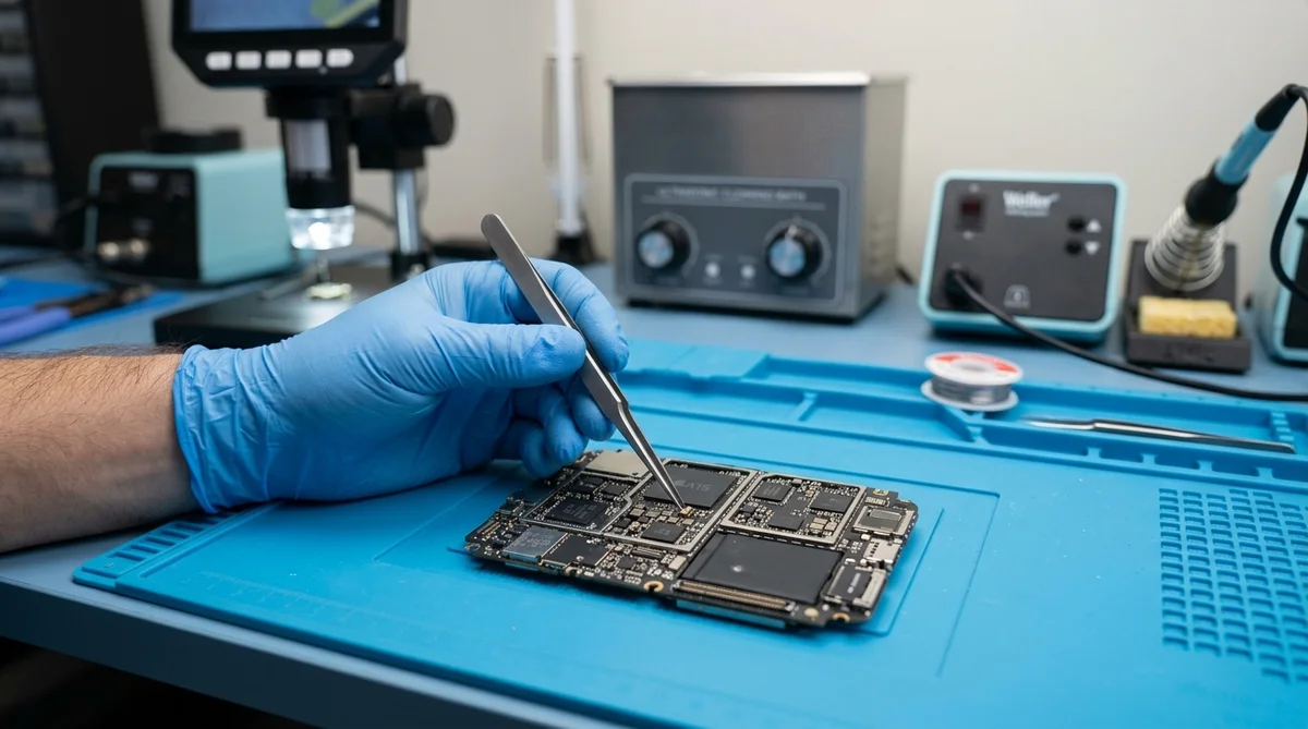 Taller técnico de microelectrónica y reparación de placa base en TEC&PHONE Plasencia